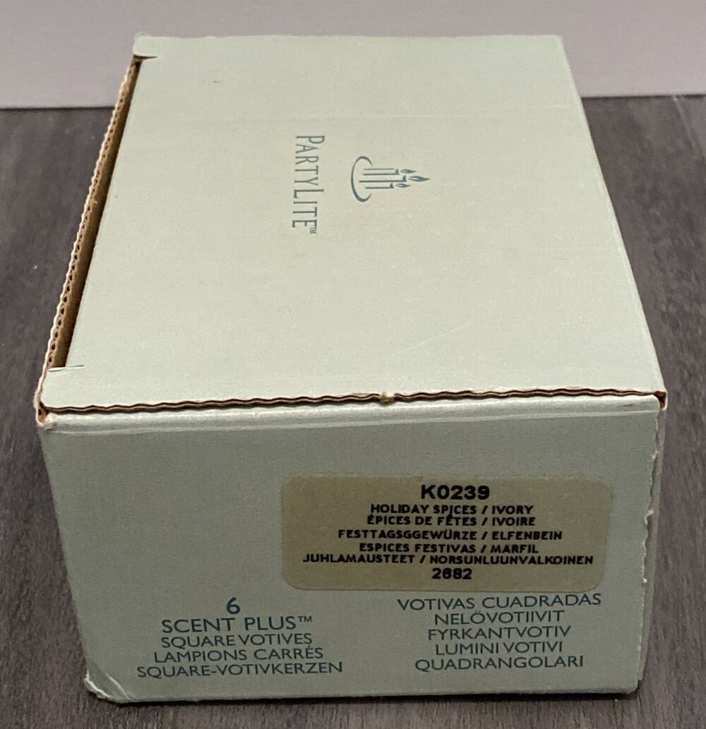 PartyLite Holiday Spices Scent Plus Square Votive Candle K0239 Retired Pack of 6 - Picture 6 of 6